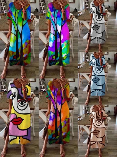 plus size dresses women long dress v neck short sleeve slit print casual loose maxi beach seaside style vestidos femme summer 2021, Black
plus size dresses women long dress v neck short sleeve slit print casual loose maxi beach seaside style vestidos femme summer 2021, Black