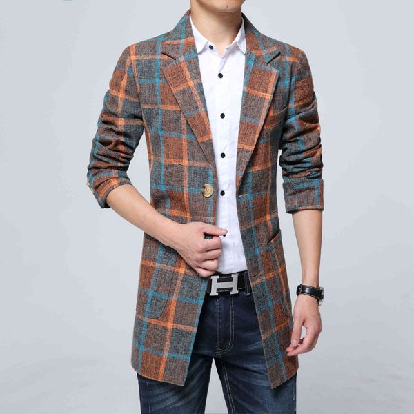 men's wool & blends men's autumn winter fashion business casual high-end full woolen trench coat long check plaid jacket clothing, Black
men's wool & blends men's autumn winter fashion business casual high-end full woolen trench coat long check plaid jacket clothing, Black