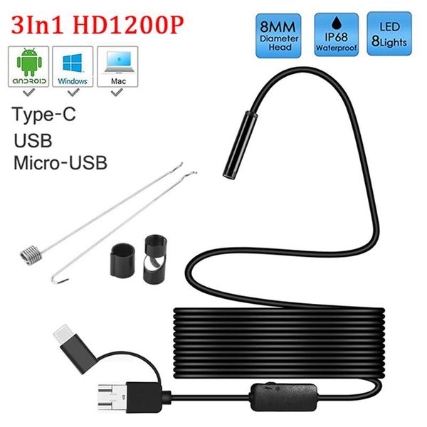 cameras 8mm lens camera endoscope hd 1200p ip68 2m hard flexible tube mirco usb type-c borescope video inspection for android
cameras 8mm lens camera endoscope hd 1200p ip68 2m hard flexible tube mirco usb type-c borescope video inspection for android