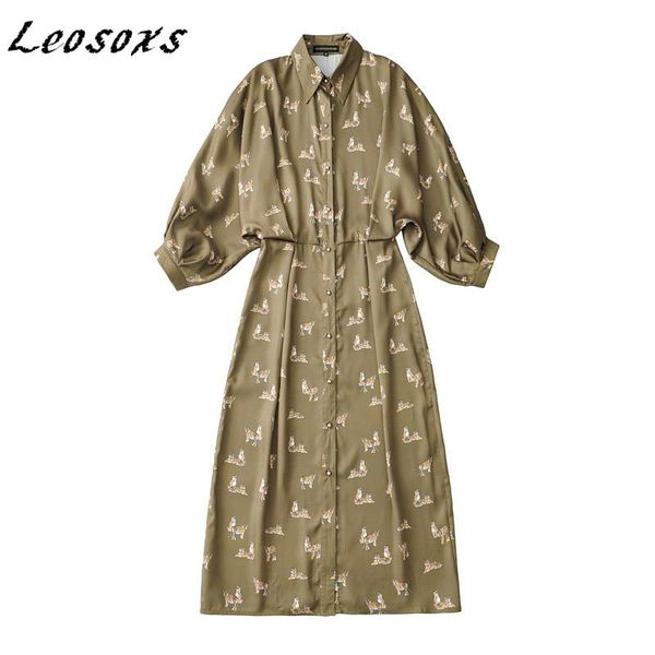 leosoxs fashion design batwing sleeve robe temperament elegant print shirt dress women high waist slim dresses 2021 spring casual, Black;gray
leosoxs fashion design batwing sleeve robe temperament elegant print shirt dress women high waist slim dresses 2021 spring casual, Black;gray
