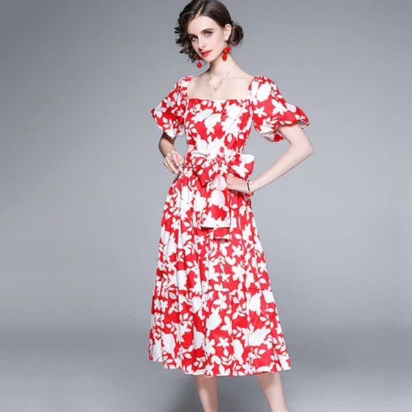 summer red floral elegant boho midi dresses women square collar puff sleeve vintage belt vacation 210526, Black;gray
summer red floral elegant boho midi dresses women square collar puff sleeve vintage belt vacation 210526, Black;gray