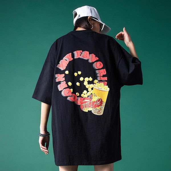 women's t-shirt 100% cotton street fashion brand popcorn short sleeve summer couple loose casual top, White
women's t-shirt 100% cotton street fashion brand popcorn short sleeve summer couple loose casual top, White
