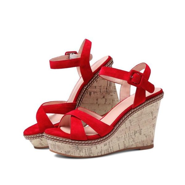 open toe word buckle with muffin and waterproof platform red female sandals simple lady temperament, Black
open toe word buckle with muffin and waterproof platform red female sandals simple lady temperament, Black
