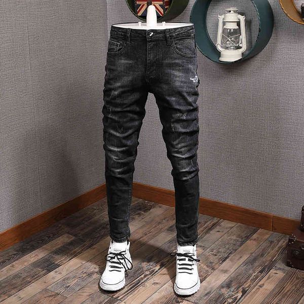 jeans korean style fashion men jeans black color elastic slim fit ripped denim pencil pants streetwear vintage designer long trousers, Blue
jeans korean style fashion men jeans black color elastic slim fit ripped denim pencil pants streetwear vintage designer long trousers, Blue