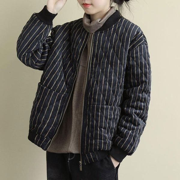 women's wool & blends autumn winter arts style women long sleeve loose thicken cotton short coat all-matched casual zipper striped, Black
women's wool & blends autumn winter arts style women long sleeve loose thicken cotton short coat all-matched casual zipper striped, Black