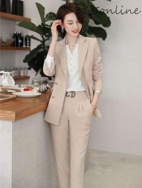 fabric autumn winter business women formal uniform designs pantsuits with pants and jackets professional blazers women's two pi, White
fabric autumn winter business women formal uniform designs pantsuits with pants and jackets professional blazers women's two pi, White
