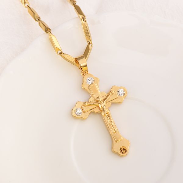 18 k solid fine yellow gold cross pendant filled cz charms lines necklace christian jewelry factory god gift, Silver
18 k solid fine yellow gold cross pendant filled cz charms lines necklace christian jewelry factory god gift, Silver
