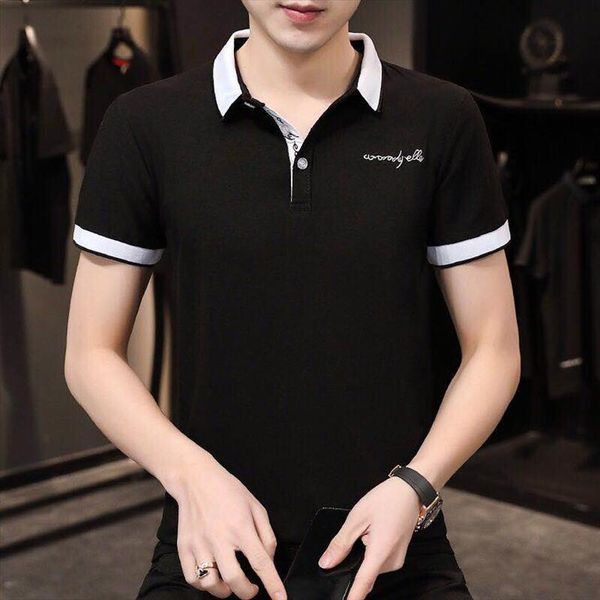 poio shirts spring and summer mens polo fashion lapel youth personality trend, White;black
poio shirts spring and summer mens polo fashion lapel youth personality trend, White;black