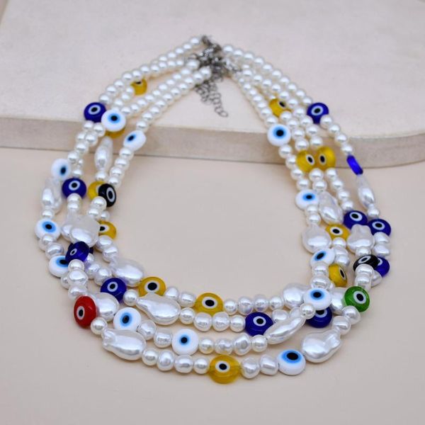 chokers 2021 bohemian colorful simulated pearl turkish eye collar necklace fashion vintage bead collier for women bijoux party gift, Golden;silver
chokers 2021 bohemian colorful simulated pearl turkish eye collar necklace fashion vintage bead collier for women bijoux party gift, Golden;silver