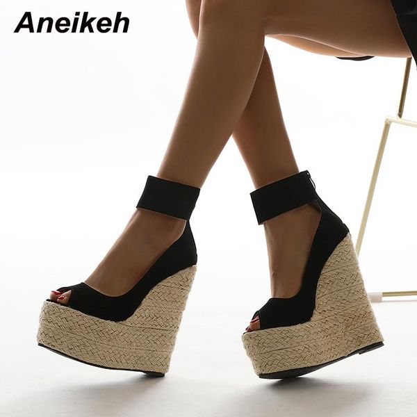 dress shoes aneikeh 2021 summer sandalias de las mujeres wedges peep toe casual flock zipper back strap solid fashion size 35-42, Black
dress shoes aneikeh 2021 summer sandalias de las mujeres wedges peep toe casual flock zipper back strap solid fashion size 35-42, Black