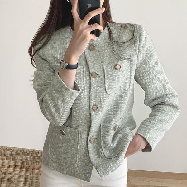 korean style green twill tweed jacket vintage women suit jackets o-neck elegant office lady single breasted short coat women's, Black;brown
korean style green twill tweed jacket vintage women suit jackets o-neck elegant office lady single breasted short coat women's, Black;brown