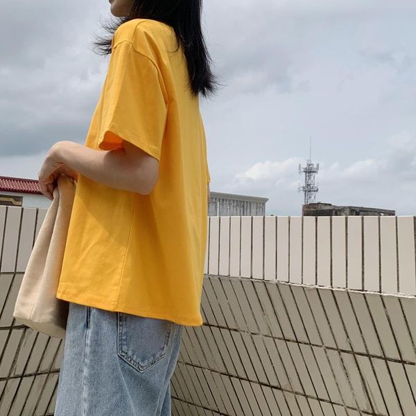 women's t-shirt han pure white short sleeve loose cotton off shoulder half summer solid color girls' casual top
women's t-shirt han pure white short sleeve loose cotton off shoulder half summer solid color girls' casual top