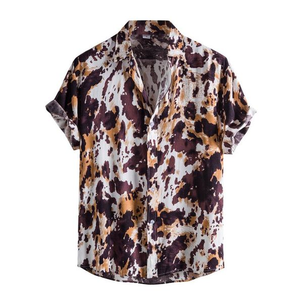 men's casual shirts design plus size vintage print shirt summer short sleeve button turn-down collar accessories, White;black
men's casual shirts design plus size vintage print shirt summer short sleeve button turn-down collar accessories, White;black