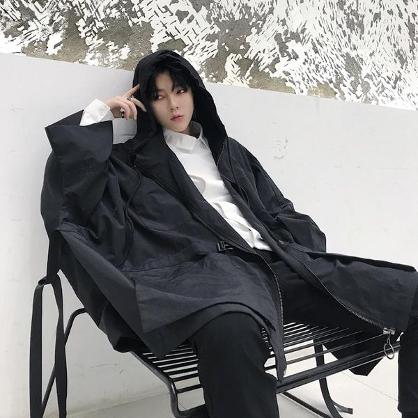 men's trench coats spring autumn mens black loose coat oversize batwing sleeve hooded large size outwear thin c53, Tan;black
men's trench coats spring autumn mens black loose coat oversize batwing sleeve hooded large size outwear thin c53, Tan;black