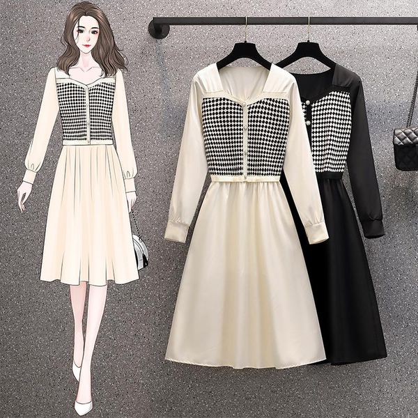 casual dresses plaid knitted stitch long sleeved midi plus large size oversize korean fashion kawaii women's elegant autumn 2021, Black;gray
casual dresses plaid knitted stitch long sleeved midi plus large size oversize korean fashion kawaii women's elegant autumn 2021, Black;gray