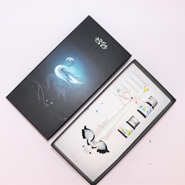 handmade swan shaped glass dip pen with color ink gift box set, birthday fountain pens
handmade swan shaped glass dip pen with color ink gift box set, birthday fountain pens
