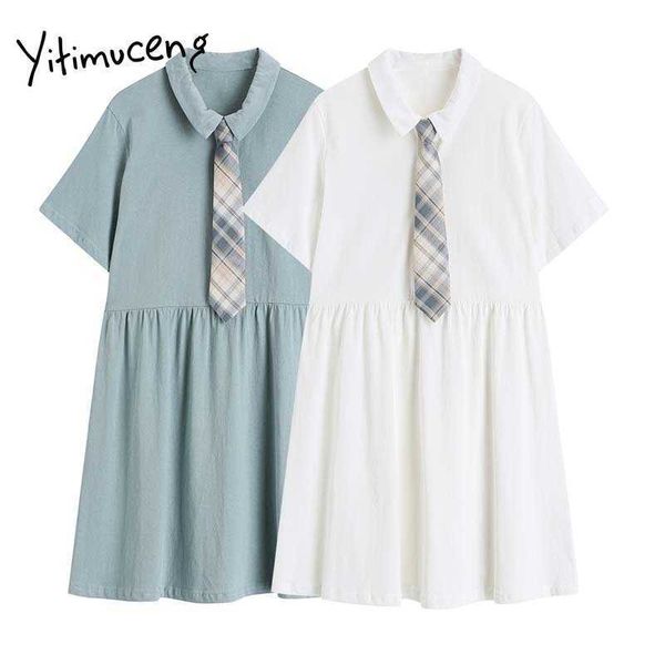 yitimuceng pleated dresses women summer tie high waist unicolor white gray blue korean fashion preppy style sundress 210601, Black;gray
yitimuceng pleated dresses women summer tie high waist unicolor white gray blue korean fashion preppy style sundress 210601, Black;gray