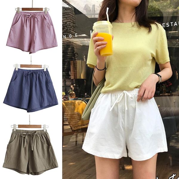 women's shorts women fashion korea style cotton linen solid color elastic waist wide leg summer lady casual loose, White;black
women's shorts women fashion korea style cotton linen solid color elastic waist wide leg summer lady casual loose, White;black