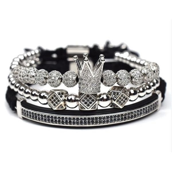 3pcs/set men bracelet jewelry crown charms macrame beads for women gift valentine's day christmas-a, Golden;silver
3pcs/set men bracelet jewelry crown charms macrame beads for women gift valentine's day christmas-a, Golden;silver
