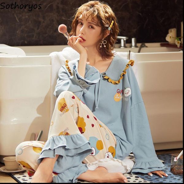 pajama sets long sleeve women sleepwear and pants cartoon print lovely female pyjamas sweet bow loose home wear soft, Black;red
pajama sets long sleeve women sleepwear and pants cartoon print lovely female pyjamas sweet bow loose home wear soft, Black;red