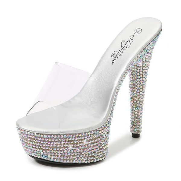 sandals nightclub woman 15cm spike heels slippers rhinestone decoration stage performance platform pumps plus:34-40 41, Black
sandals nightclub woman 15cm spike heels slippers rhinestone decoration stage performance platform pumps plus:34-40 41, Black