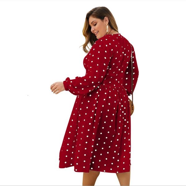 202 spring women dot print a-line es plus size casual v-neck lantern sleeve high waist single-breasted fresh mid-calf, White;black
202 spring women dot print a-line es plus size casual v-neck lantern sleeve high waist single-breasted fresh mid-calf, White;black