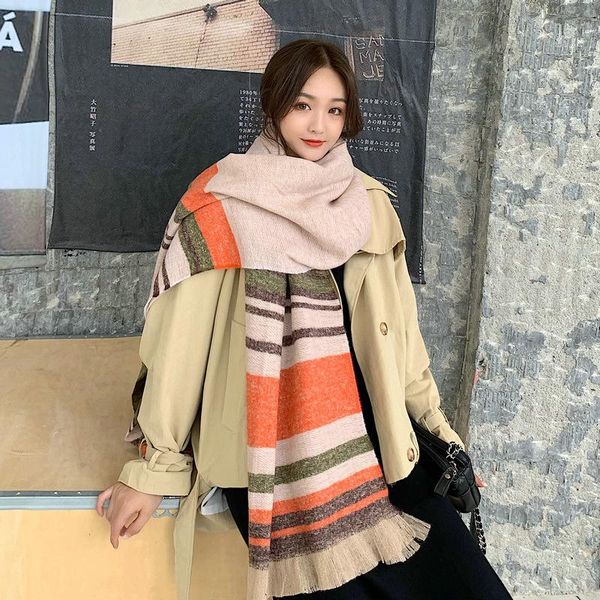 scarves autumn and winter striped scarf women's korean fashion color matching imitation cashmere tassel thickened warm shawl, Blue;gray
scarves autumn and winter striped scarf women's korean fashion color matching imitation cashmere tassel thickened warm shawl, Blue;gray