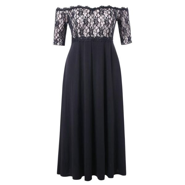 plus size lace applique floor length dress women elegant off the shoulder 3/4 sleeves a-line vestido party dresses casual, Black;gray
plus size lace applique floor length dress women elegant off the shoulder 3/4 sleeves a-line vestido party dresses casual, Black;gray