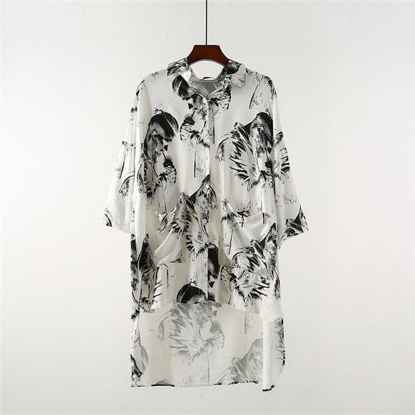 summer loose-fitting print shirt harajuku style inkjet plus-size hip hop personality mid-sleeve thin men's casual shirts, White;black
summer loose-fitting print shirt harajuku style inkjet plus-size hip hop personality mid-sleeve thin men's casual shirts, White;black