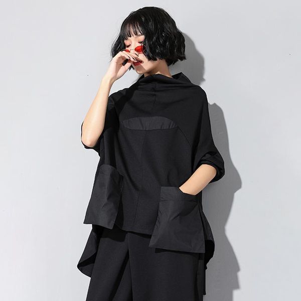 women's t-shirt korean patchwork turtleneck long sleeve hit color asymmetrical batwing t-shirts female fashion f64d, White
women's t-shirt korean patchwork turtleneck long sleeve hit color asymmetrical batwing t-shirts female fashion f64d, White