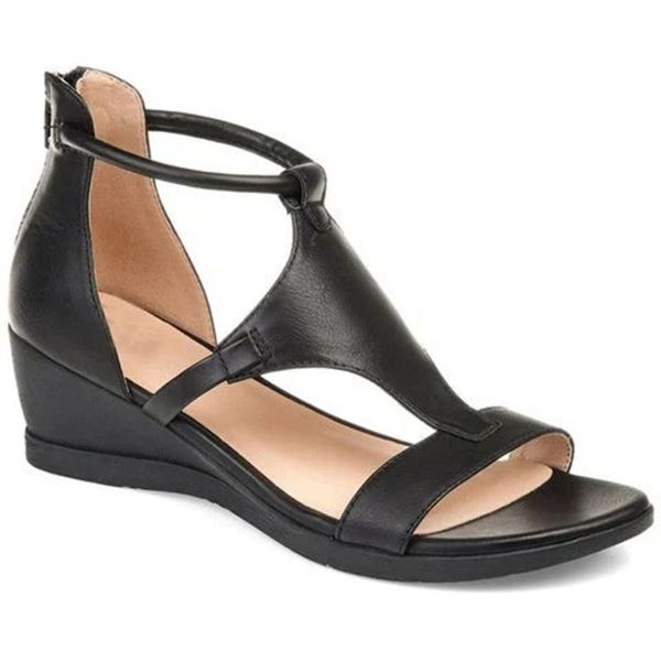 ladies' summer wedge sandals casual shoes with ply-size heel zipper are fashionable and comfortable low heels, Black
ladies' summer wedge sandals casual shoes with ply-size heel zipper are fashionable and comfortable low heels, Black