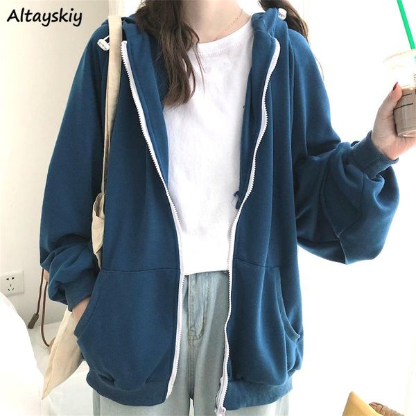 women's hoodies & sweatshirts womens autumn winter zip-up drawstring pockets zipper solid black blue students oversize outwear retro
women's hoodies & sweatshirts womens autumn winter zip-up drawstring pockets zipper solid black blue students oversize outwear retro