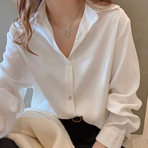 dress women chic shirts gentle solid oversize basewear loose office lady elegance blouse casual female, White
dress women chic shirts gentle solid oversize basewear loose office lady elegance blouse casual female, White