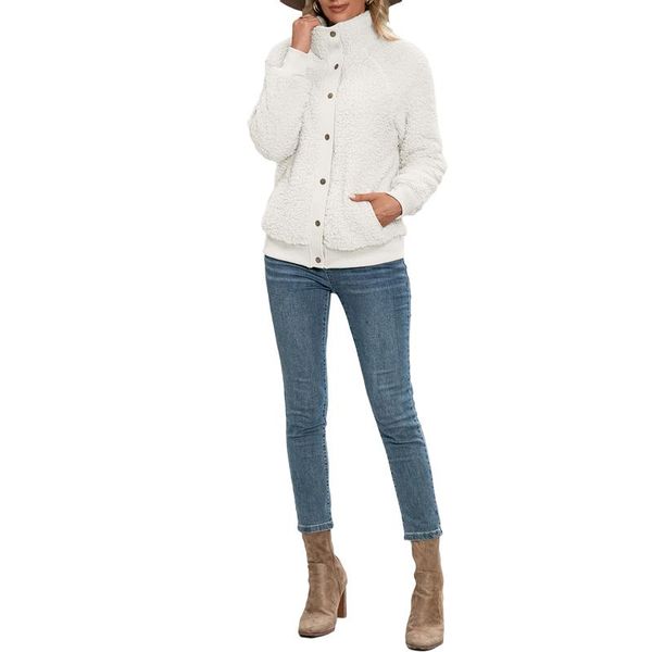 women's wool & blends women solid color button-up coat loose fit long sleeve lapel neck jacket for winter autumn, Black
women's wool & blends women solid color button-up coat loose fit long sleeve lapel neck jacket for winter autumn, Black