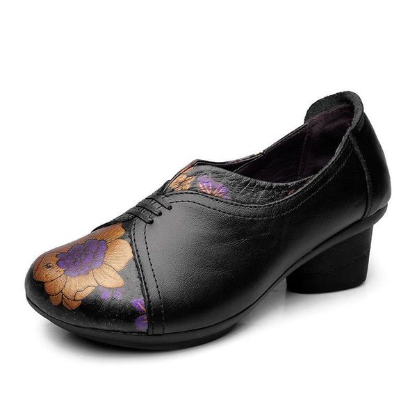 dress shoes retro printing genuine leather woman spring ethnic style women high heel comfort soft casual dxbu, Black
dress shoes retro printing genuine leather woman spring ethnic style women high heel comfort soft casual dxbu, Black