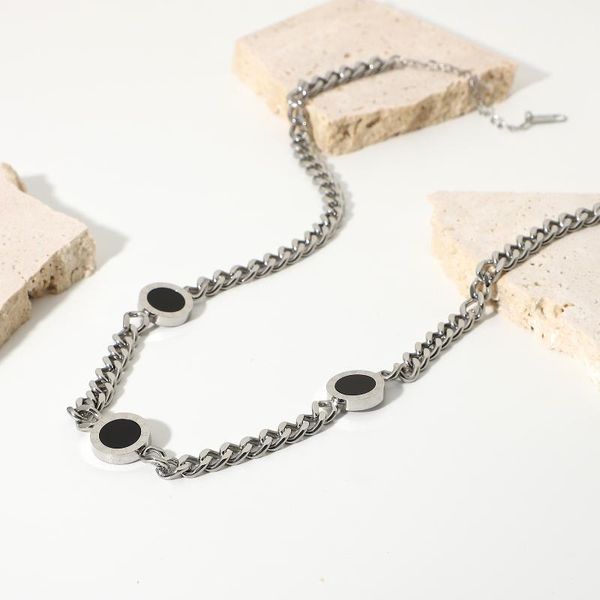 chokers european and american simple 316l stainless steel cuban chain choker necklace double-sided black white shell necklaces women men, Golden;silver
chokers european and american simple 316l stainless steel cuban chain choker necklace double-sided black white shell necklaces women men, Golden;silver