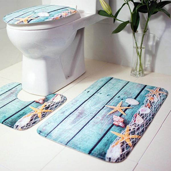 3pcs ocean underwater world anti slip toilet pattern carpet bathroom mat flannel polyester fiber floor starfish for household bath mats 
3pcs ocean underwater world anti slip toilet pattern carpet bathroom mat flannel polyester fiber floor starfish for household bath mats