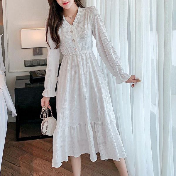 casual dresses women french dress v-neck gentle korean temperament long-sleeve fashion white fairy chiffon autumn midi, Black;gray
casual dresses women french dress v-neck gentle korean temperament long-sleeve fashion white fairy chiffon autumn midi, Black;gray