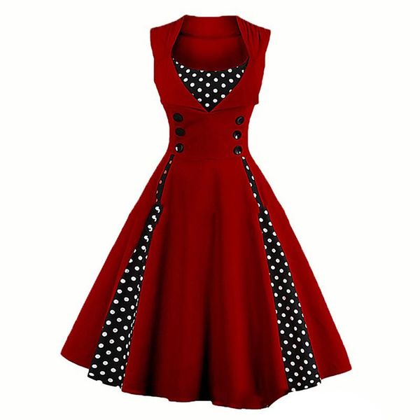 casual dresses cute dot retro design sleeveless stitching dress princess slim waist button big swing vintage dresss summer for women, Black;gray
casual dresses cute dot retro design sleeveless stitching dress princess slim waist button big swing vintage dresss summer for women, Black;gray