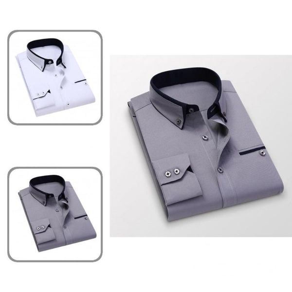 men's dress shirts men shirt single-breasted skin-friendly slim fit formal for daily wear, White;black
men's dress shirts men shirt single-breasted skin-friendly slim fit formal for daily wear, White;black