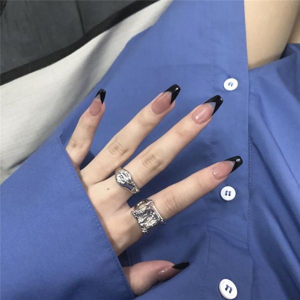 false nails temperament black v french ballet fake wear middle length coffin press on nail tips stickers, Red;gold
false nails temperament black v french ballet fake wear middle length coffin press on nail tips stickers, Red;gold