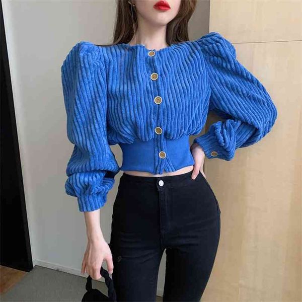 spring women fashion solid color corduroy round neck single breasted long puff sleeve casual slim short jacket coat female 210519, Black;brown
spring women fashion solid color corduroy round neck single breasted long puff sleeve casual slim short jacket coat female 210519, Black;brown