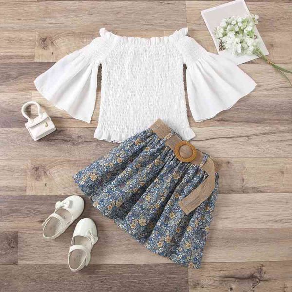 fashion kids girls 1 6y clothes sets long flare sleeve solid flowers a line skirts belt, White
fashion kids girls 1 6y clothes sets long flare sleeve solid flowers a line skirts belt, White