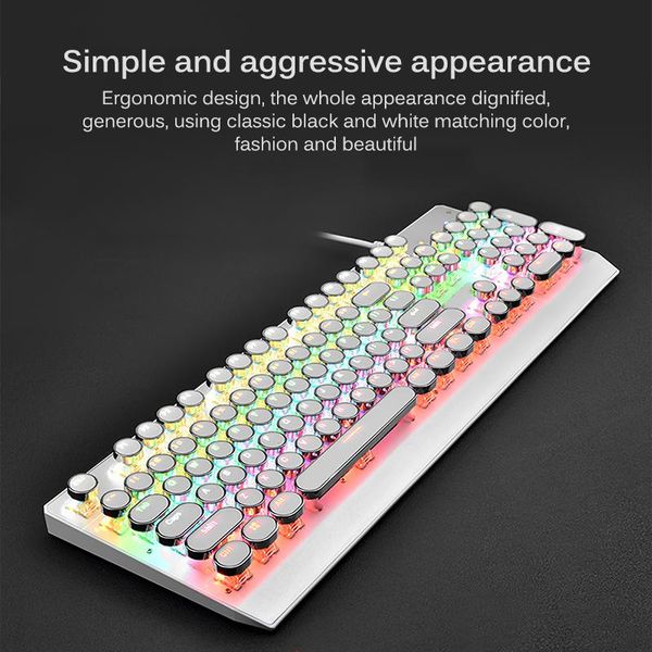 gaming mechanical keyboard metal panel round retro keycap backlit 104 key computer with blue switch keyboards
gaming mechanical keyboard metal panel round retro keycap backlit 104 key computer with blue switch keyboards