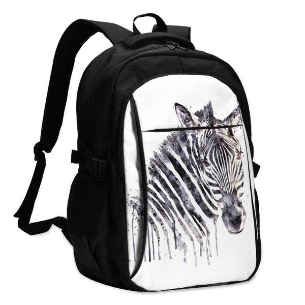 backpack zebra backpacks charm charging usb commuter teenage pattern bags