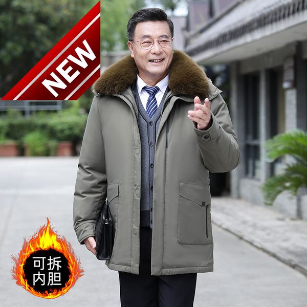 middle-aged men's down jacket father outfit plus size overcoat winter detachable liner thickened fur collar hooded puffer, Black
middle-aged men's down jacket father outfit plus size overcoat winter detachable liner thickened fur collar hooded puffer, Black