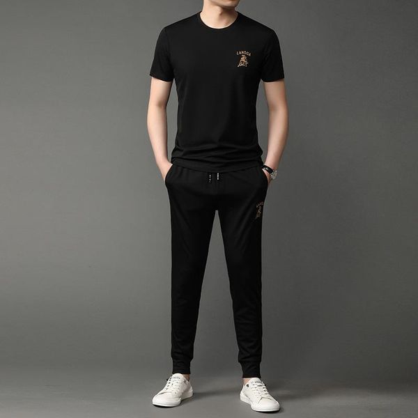 men's tracksuits short sleeve suit round neck t-shirt long pants sports leisure thin viscose cool in summer, Gray
men's tracksuits short sleeve suit round neck t-shirt long pants sports leisure thin viscose cool in summer, Gray