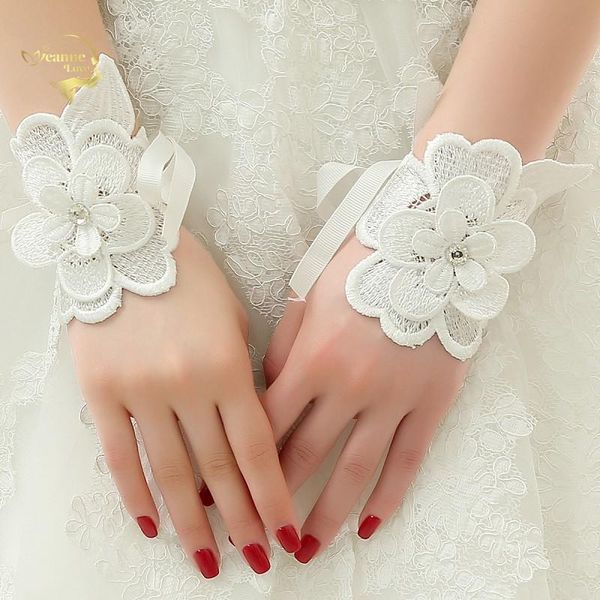 bridal gloves ivory lace flower wedding wrist accessories fingerless luvas renda vintage women's formal for party, White
bridal gloves ivory lace flower wedding wrist accessories fingerless luvas renda vintage women's formal for party, White