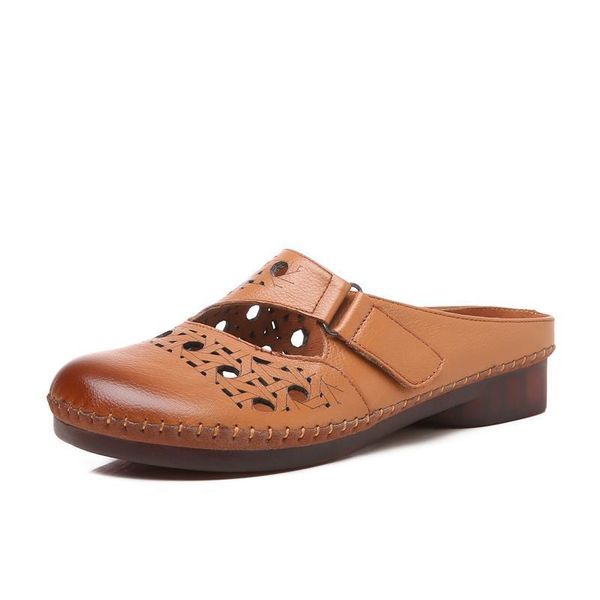 retro style summer leather sandals women slippers round head soft hollow cowhide flat shoes casual, Black
retro style summer leather sandals women slippers round head soft hollow cowhide flat shoes casual, Black