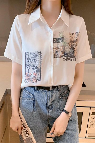 women's blouses & shirts women summer mural printed thin loose female outwears beach hawaii fashion leisure teens short sleeve shirt, White
women's blouses & shirts women summer mural printed thin loose female outwears beach hawaii fashion leisure teens short sleeve shirt, White